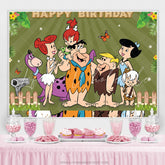 Lofaris Stone Family In Forest Fence Happy Birthday Party Backdrop